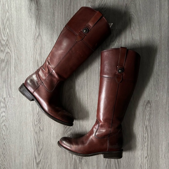 FRYE | Women's Jayden Button Tall Knee High Leather Riding Boot Red Brown 6.5B - Picture 2 of 14